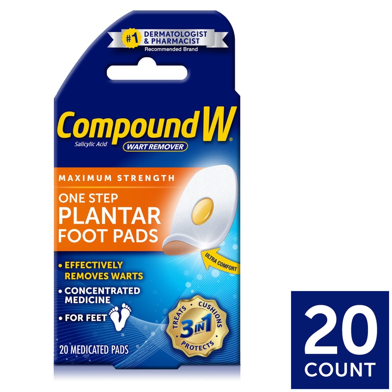 Compound W One Step Plantar Wart Remover Pads, 20 ct