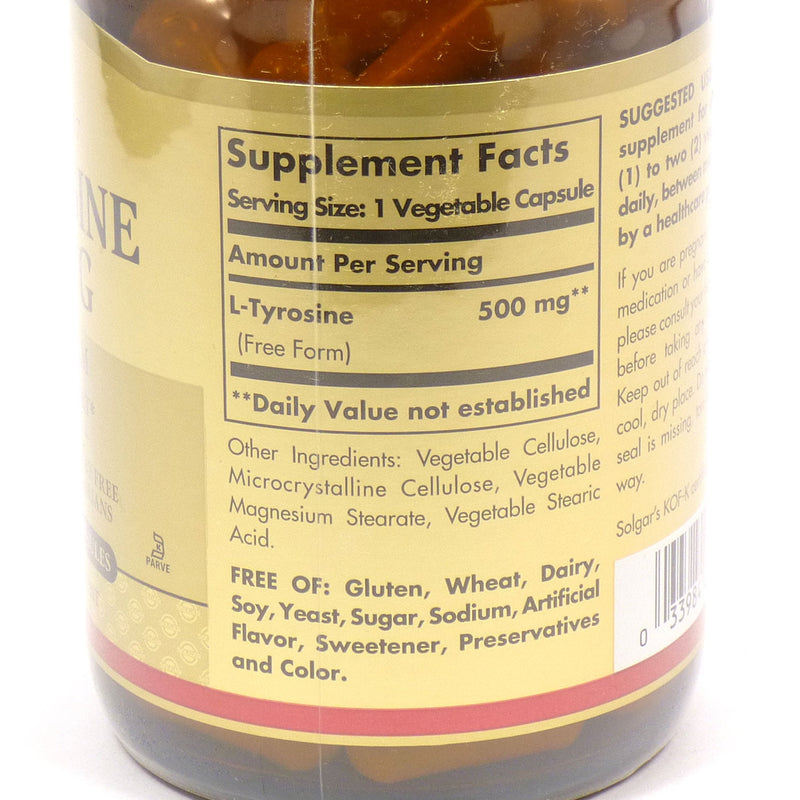 Solgar L-Tyrosine 500mg Vegetable Capsules 100ct