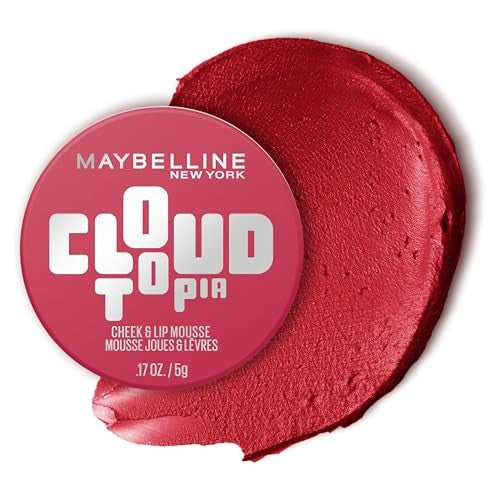 Maybelline Cloudtopia Whipped Blush Cheek & Lip Mousse, Ethereal Rouge, 2.03 fl oz