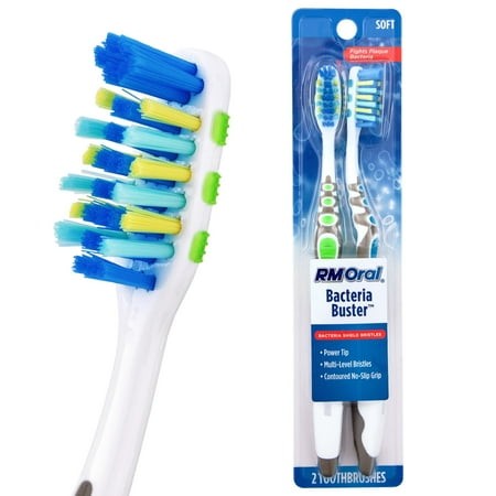RM Oral Bacteria Buster Toothbrushes, Soft, 2 ct