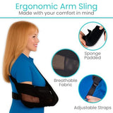 Vive Advanced Arm Sling with Stabilizing Hip Strap, Adjustable 17"-20", Black