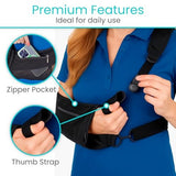 Vive Advanced Arm Sling with Stabilizing Hip Strap, Adjustable 17"-20", Black