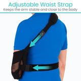 Vive Advanced Arm Sling with Stabilizing Hip Strap, Adjustable 17"-20", Black
