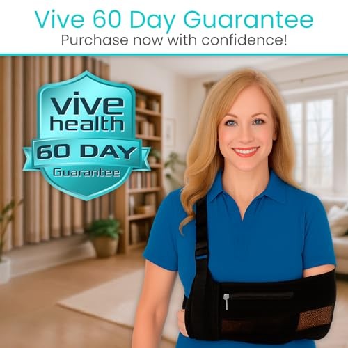 Vive Advanced Arm Sling with Stabilizing Hip Strap, Adjustable 17"-20", Black