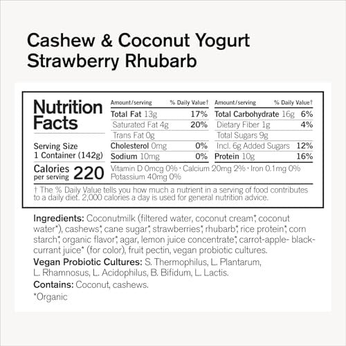 Forager Project Cashew Greek Yogurt Strawberry Rhubarb Organic 5 oz