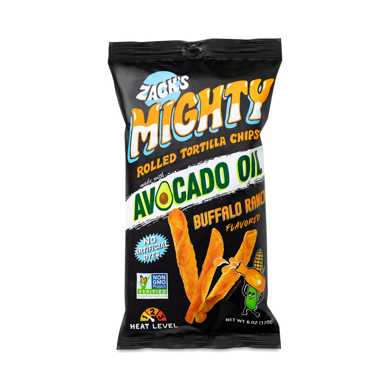 Zack's Mighty Avocado Oil Rolled Tortilla Chips, Buffalo Ranch, 6 oz