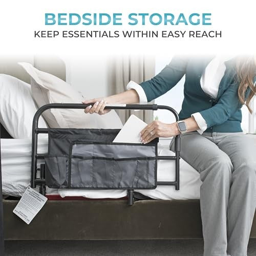 Stander Wonder Pivot Bed Rail, Adjustable Safety Assist Railing with Swing Down Guardrail for Elderly Adults, Fits Mattresses 8 to 12 Inches Thick, AS