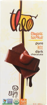 Theo Chocolate Organic Dark Chocolate Bar, 3 oz