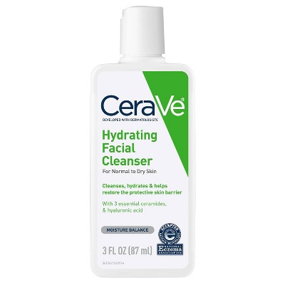 CeraVe Hydrating Face Wash with Hyaluronic Acid and Glycerin for Normal to Dry Skin - 3 Fl Oz
