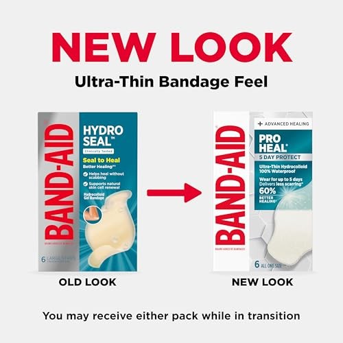 Band-Aid Pro Heal 5 Day Protect Hydrocolloid Bandages, Waterproof, Large, 6 ct