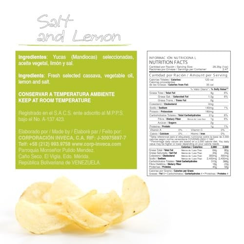 The Honest Price Store Cassava Chips, Salt & Lime, Gluten-Free Yuca Snack, 2.5 oz