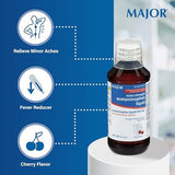 Major Extra Strength Acetaminophen Liquid, 500 mg, Pain Reliever & Fever Reducer, Aspirin Free, Cherry, 8 fl oz