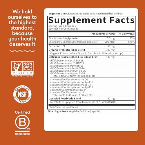 Garden of Life Dr. Formulated Glucose Support Probiotics with Chromax Capsules