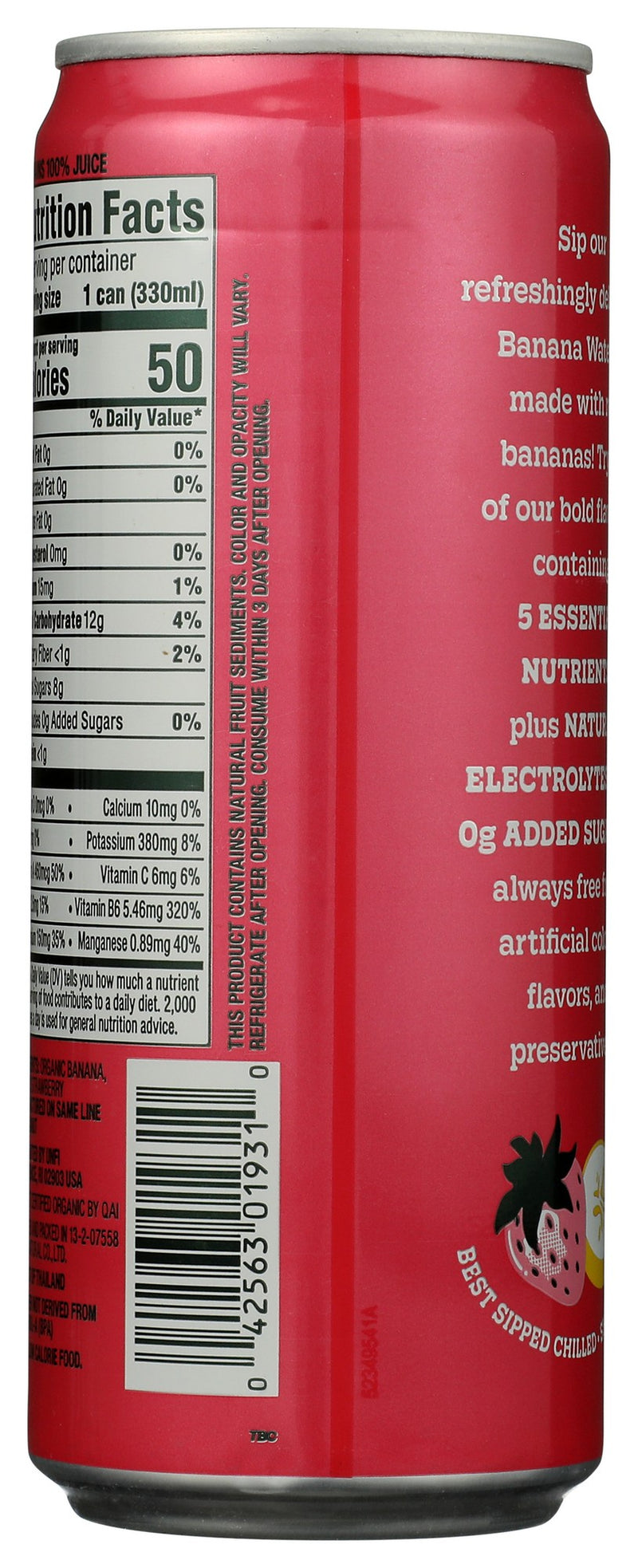 Woodstock Organic Banana Water with Strawberry, 11.2 fl oz