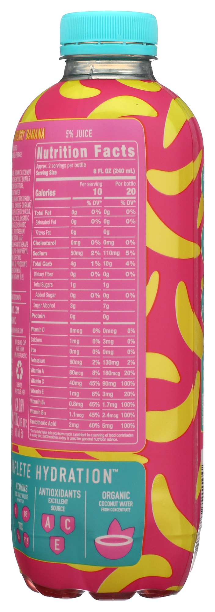 Roar Organic Strawberry Banana Electrolyte Beverage, 18 fl oz