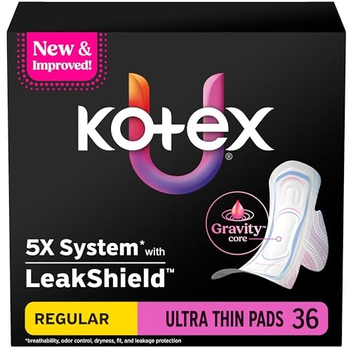 Kotex Ultra Thin Regular Absorbency Pads with Wings, 36 ct