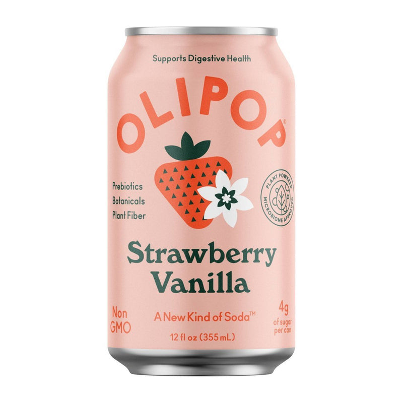 Olipop Strawberry Vanilla Prebiotic Soda, 12 Fl Oz
