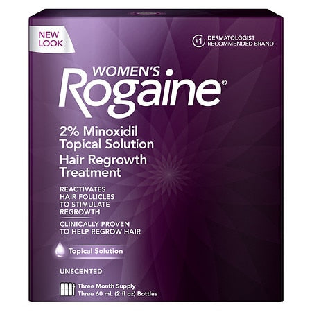 Rogaine Women's 2% Minoxidil Topical Solution for Hair Regrowth, 3 Month Supply, 2 oz