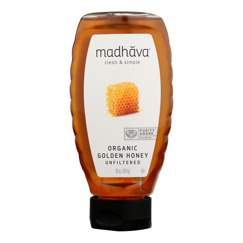 Madhava, Organic Golden Honey, Unfiltered, 16 Oz