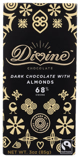 Divine Chocolate Dark Chocolate Bar with Almonds, 3 Oz
