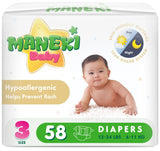 Maneki Baby Diapers, Size 3, Super Absorbent, 58 Ct