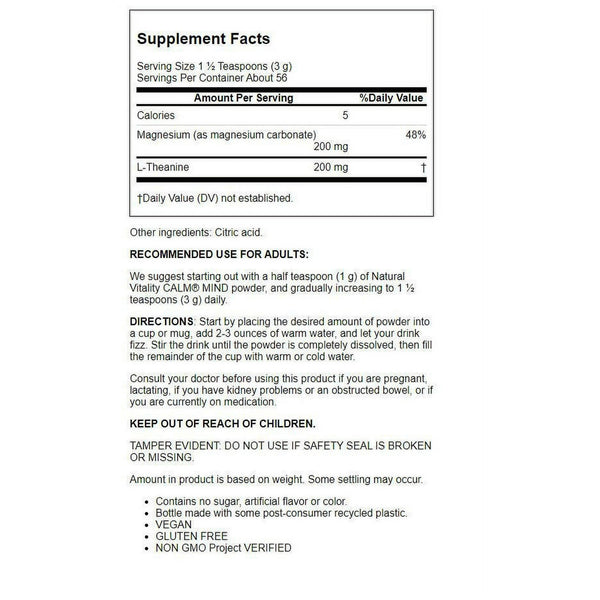 Natural Vitality Calm Mind Unflavored Mix 6 oz