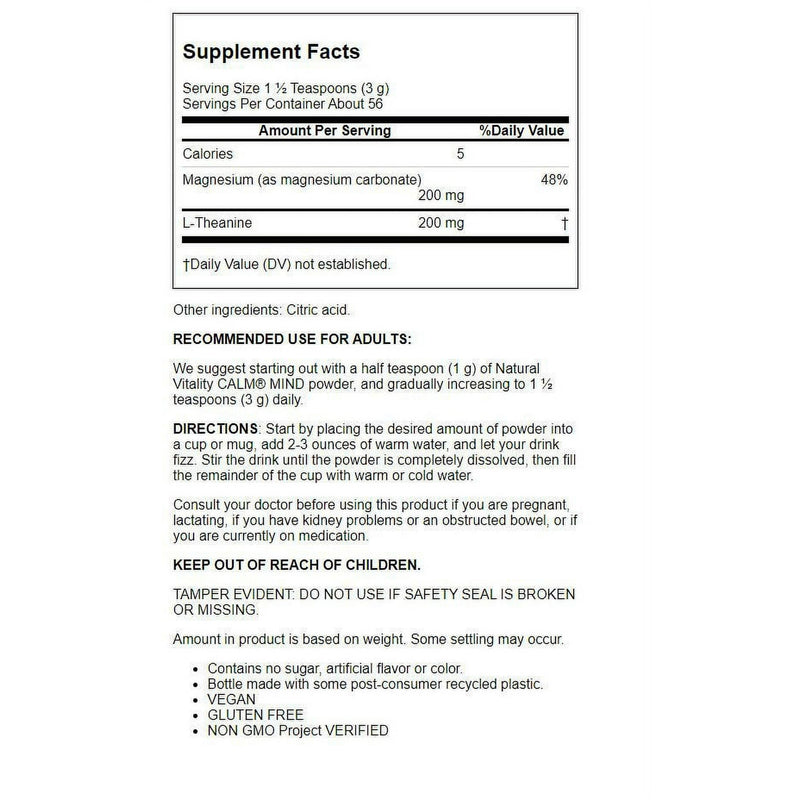 Natural Vitality Calm Mind Unflavored Mix 6 oz