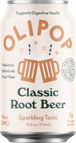 Olipop Classic Root Beer Prebiotic Soda, 12 Fl Oz