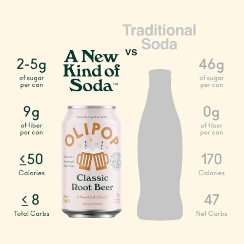 Olipop Classic Root Beer Prebiotic Soda, 12 Fl Oz
