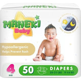 Maneki Baby Diapers, Size 4, Leak Protection, 50 Ct