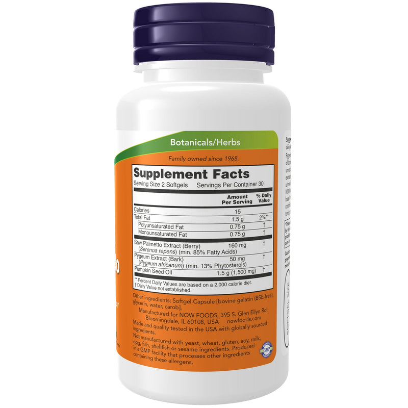 Now Pygeum & Saw Palmetto 25/80mg 60 Softgels