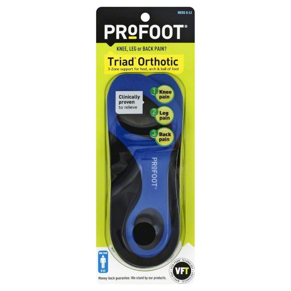 Profoot Triad Orthotic 3-Zone Insoles, Men's Size 8-13