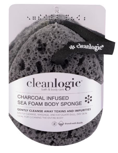 Cleanlogic Exfoliating Sea Sponge, Charcoal Infused, 3 ct