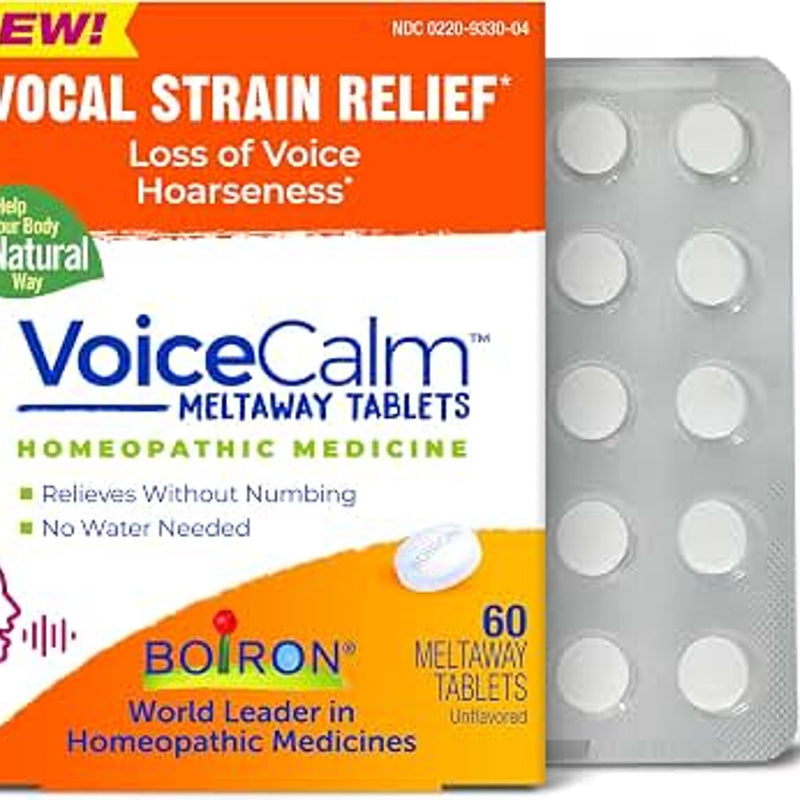 Boiron VoiceCalm Vocal Strain Relief Homeopathic Medicine Meltaway Tablets, 60 Count