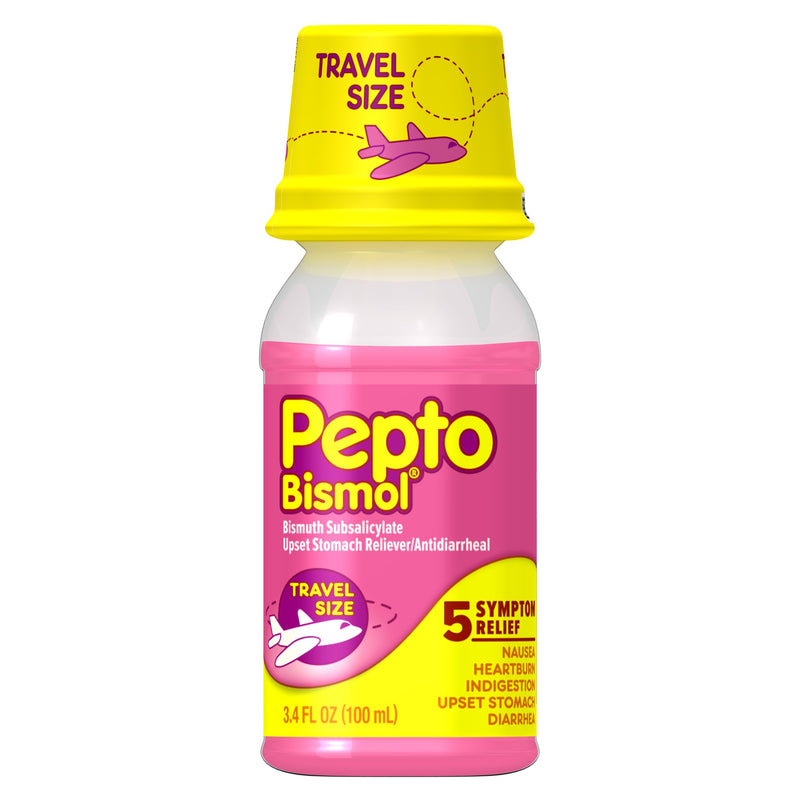 Pepto Bismol 5 Symptoms Digestive Relief Liquid, 3.4 OZ Travel Size