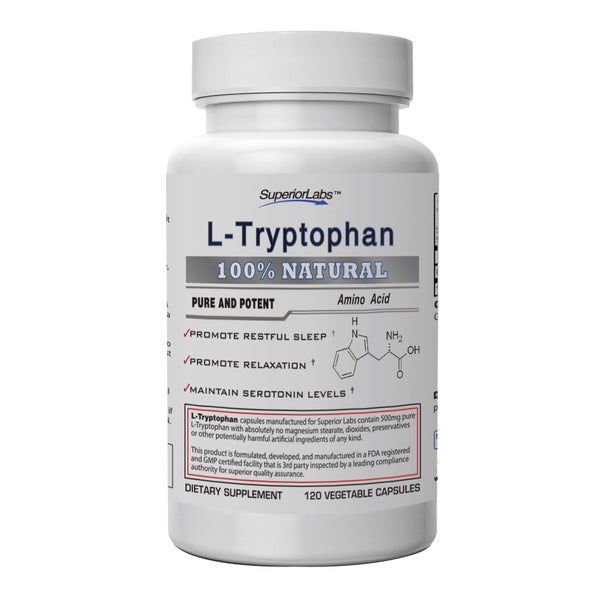 Superior Labs L-Tryptophan 500mg 120 Vegetable Capsules