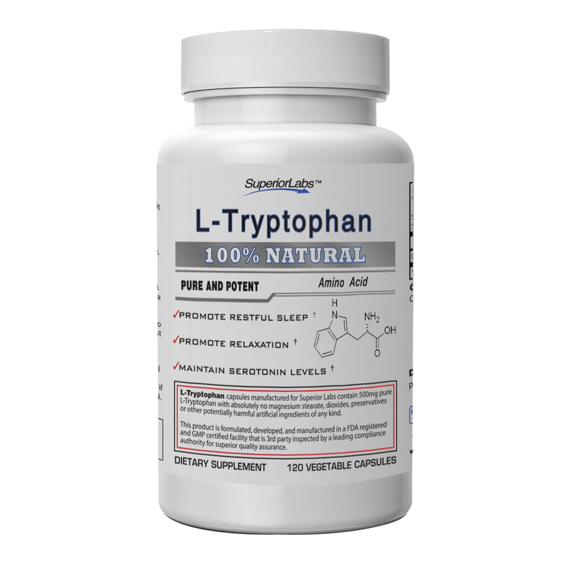 Superior Labs L-Tryptophan 500mg 120 Vegetable Capsules