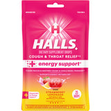 Halls Cough & Throat Relief + Energy Support, Strawberry Lemonade, 25 CT