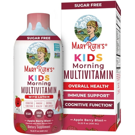 Mary Ruth's Kids Liquid Morning Multivitamin by Mary Ruth's | Kids Multivitamin | Immune Support Supplement | Multivitamin for Kids | Vitamin C | Vitamin D | Lutein | Vegan | 30-180 Servings | 15.22 fl oz