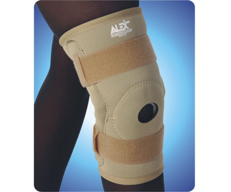 Hermell Neoprene Hinged Knee Brace with Open Patella, Black, X-Large