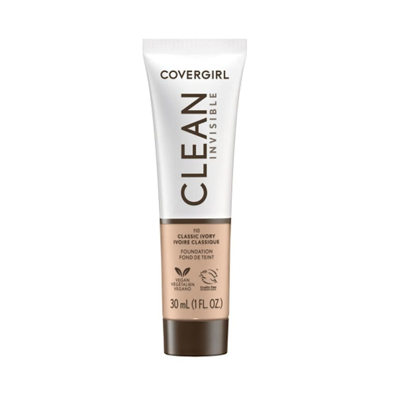 Covergirl Clean Invisible, Foundation, Blendable Formula, Buildable Coverage, Lightweight, Natural Finish, Non-Comedogenic 30ml