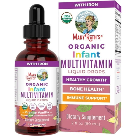 Mary Ruth's Multivitamin Liquid Drops for Infants  Vitamin A  C  D  Zinc  Sugar Free  Vegan  Non-GMO  2 fl oz