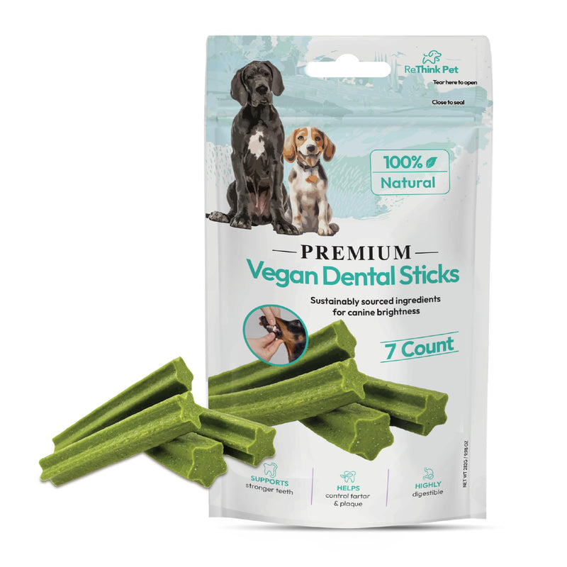 ReThink Pet Re Think Pet 7 Pieces Premium Vegan Dental Sticks For Dogs, All Natural Dog Dental Chew, Dog Teeth Cleaning Chews, Dog Breath Treats For Dog's Oral Hygiene, Dog Chews For Cleaning Teeth, Small Dog