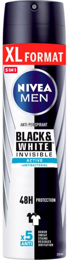 Nivea Men Black & White Invisible Active Spray 250ml