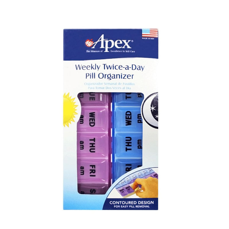 Apex dos veces al día Organizador de píldoras semanales