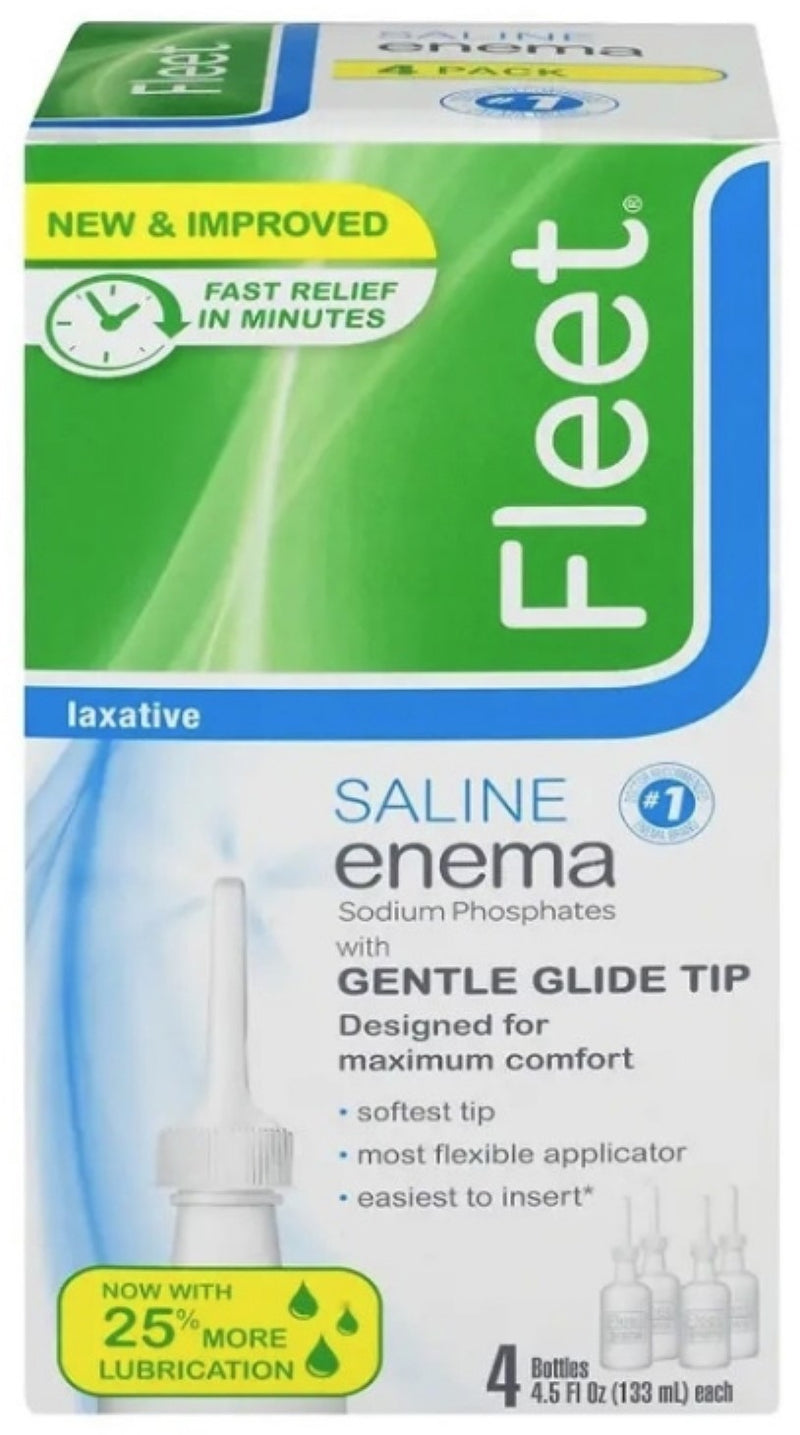 Fleet Laxative Saline Enema, 4 Bottles 4.5 Oz