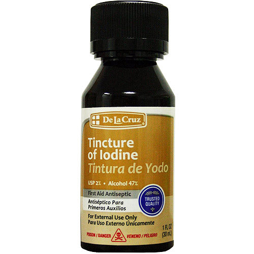 De La Cruz Tincture of Iodine 2% First Aid Antiseptic 1 fl oz