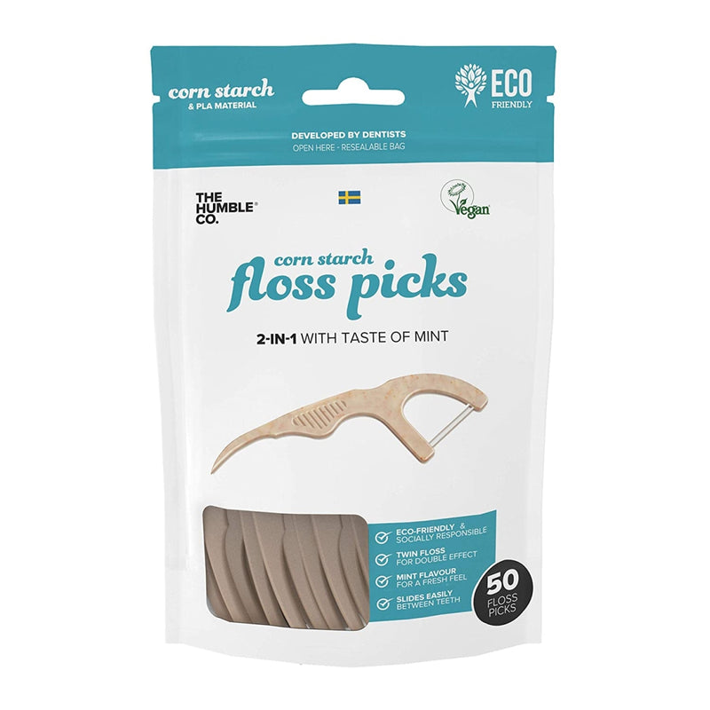 The Humble Co. 2-in-1 Floss Picks, Mint, 50 Picks
