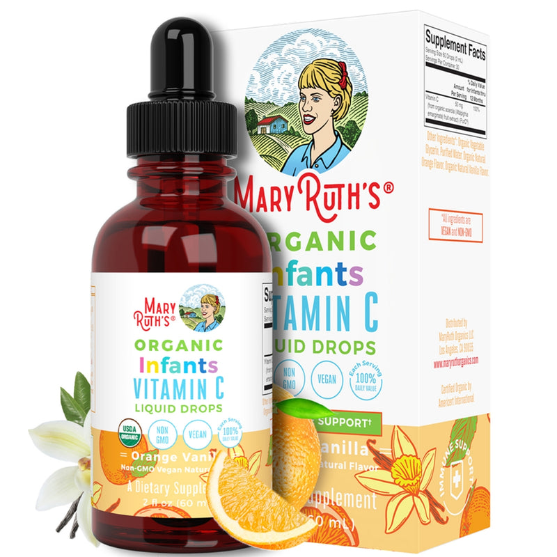 Mary Ruth's Organic Vitamin C Liquid Drops for Babies  0-12 Months  Vegan  Non-GMO  2 Fl Oz