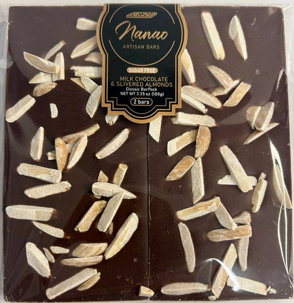 Nanao Sugar Free Slivered Almonds Milk Chocolate Bar 3.35oz